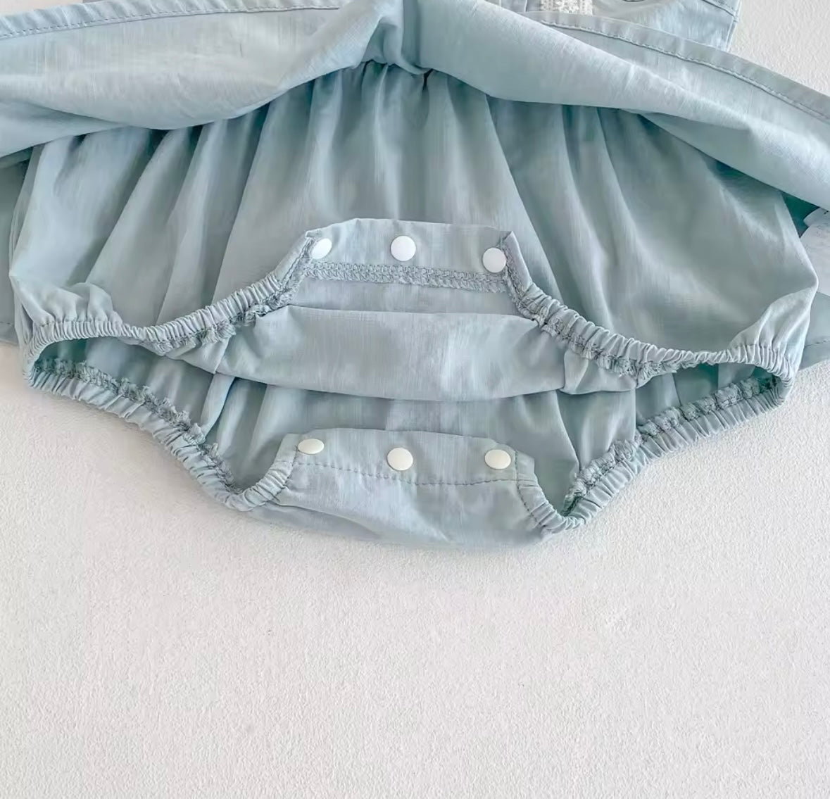 Sweet Blue Baby Romper with Delicate lace Details
