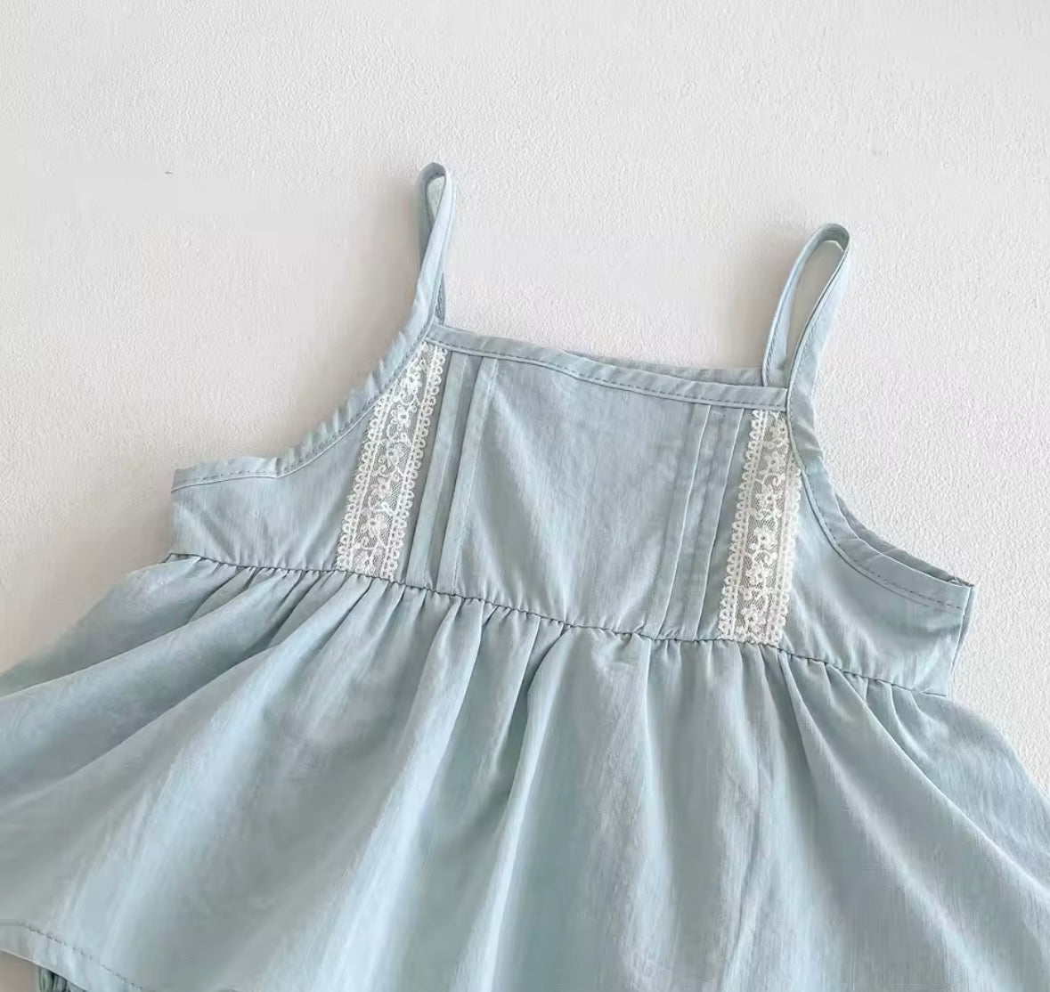 Sweet Blue Baby Romper with Delicate lace Details