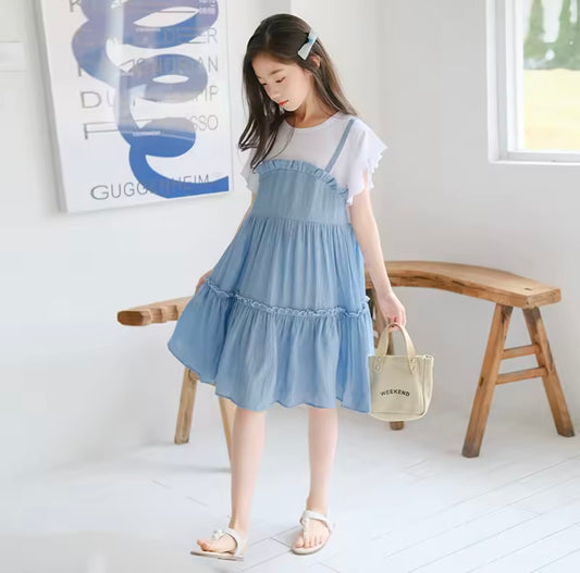 Layered Look Denim Dress – One Piece