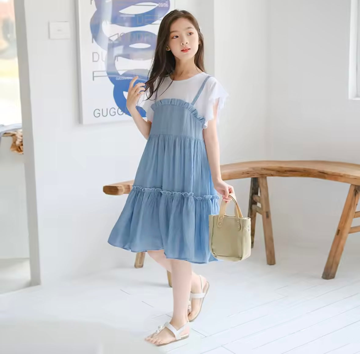 Layered Look Denim Dress – One Piece