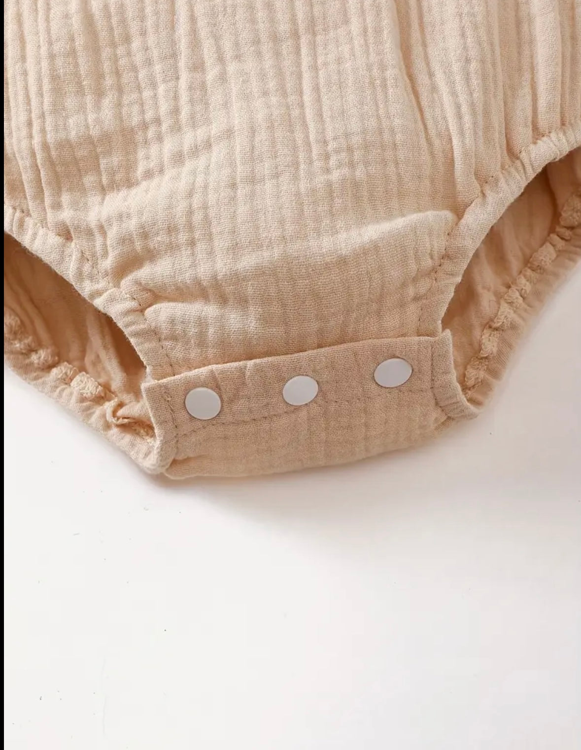 🌸 Flutter Sleeve Embroidered Romper – Blush beige