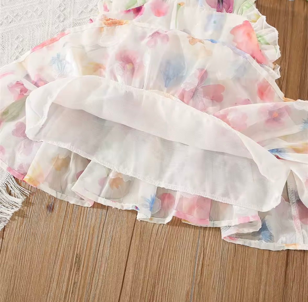Floral Ruffle Baby Girl Dress – Summer Bow Strap Sundress