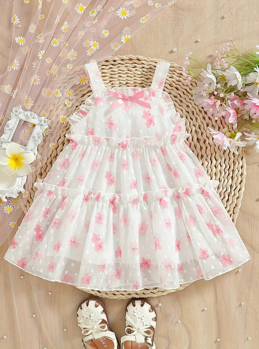 Daisy Whispers Tulle Dress – Pink Blossom