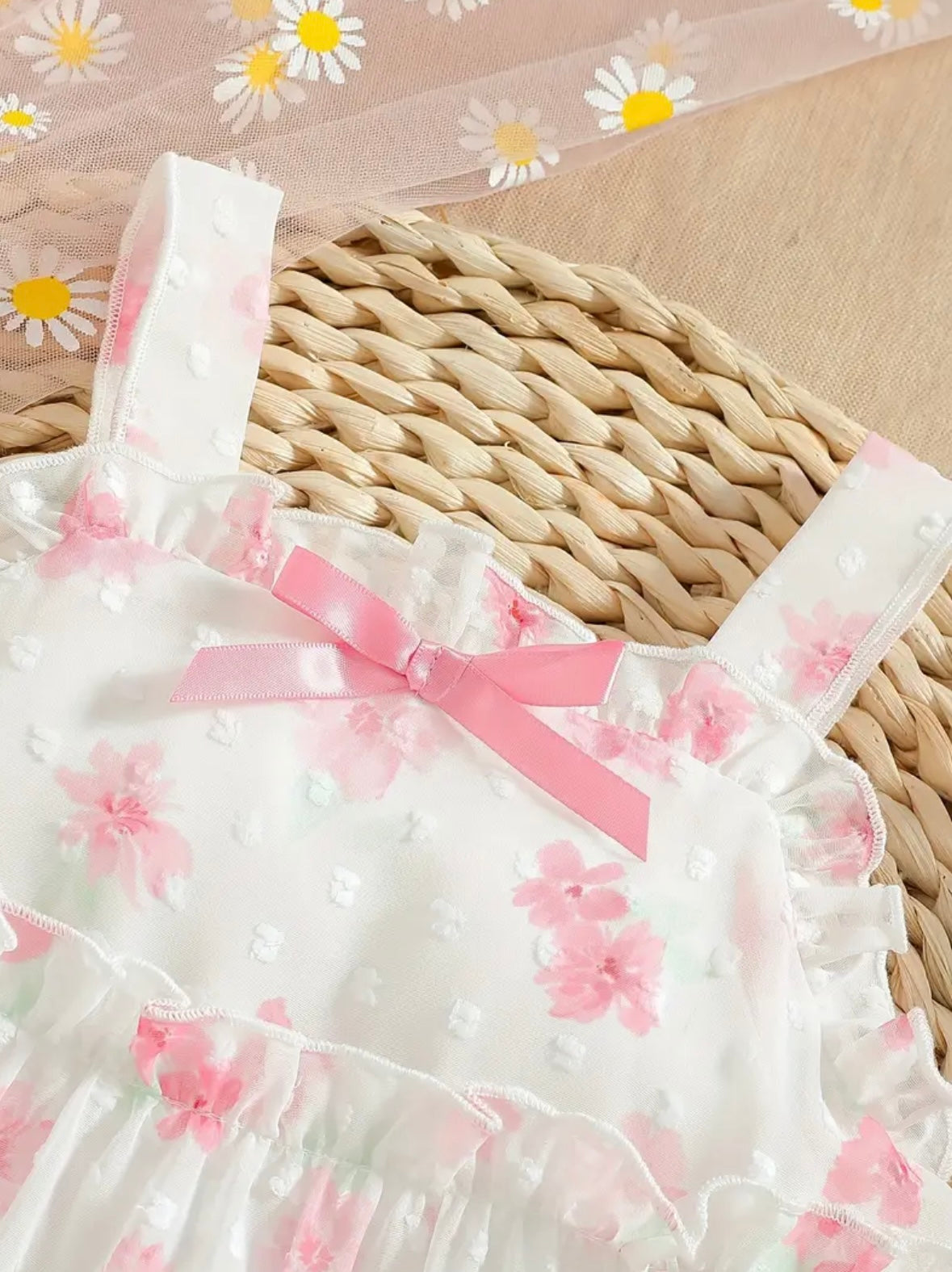 Daisy Whispers Tulle Dress – Pink Blossom