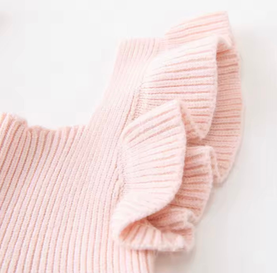Soft Pink Knit Ruffle Baby Dress – Summer Sleeveless Toddler Outfit