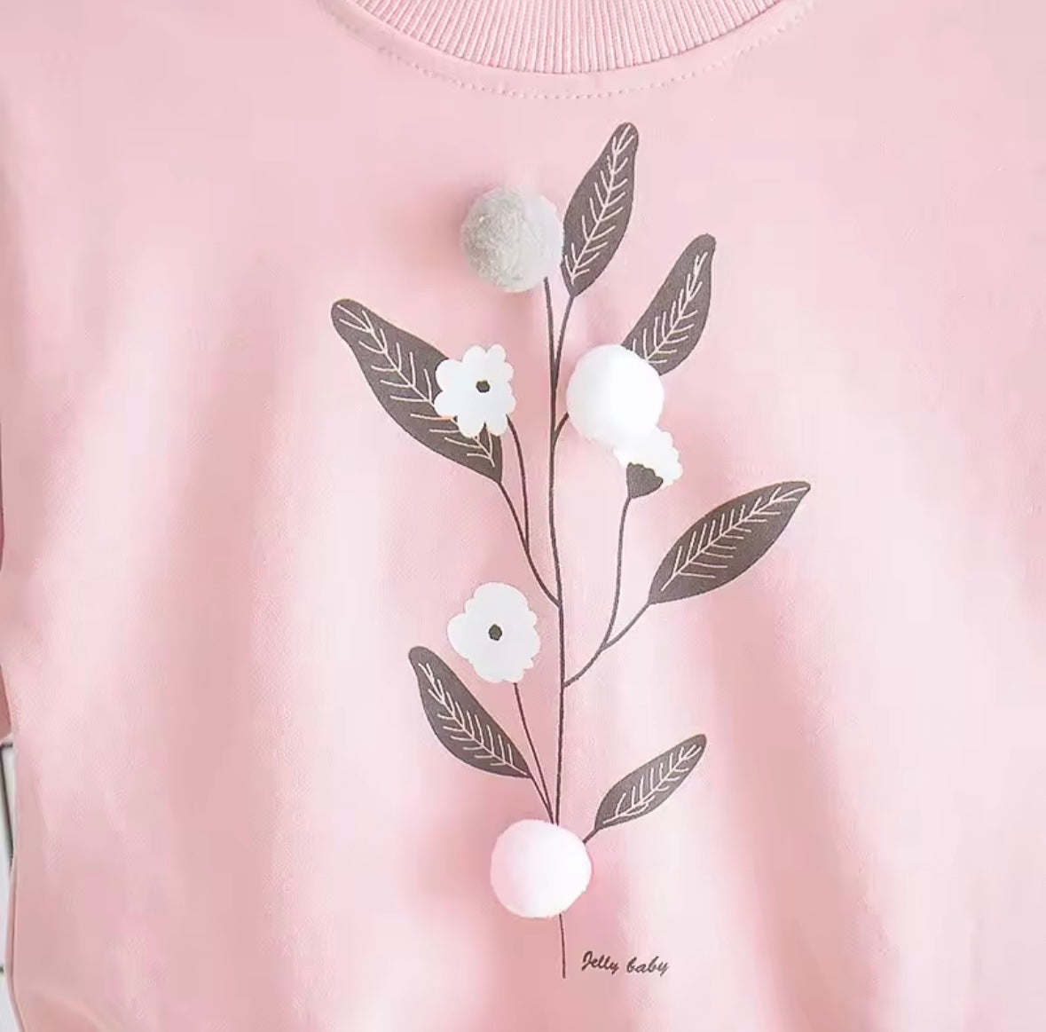 Blush Bloom Toddler Lounge Set – Pink Floral Sweatshirt + Gray Pants