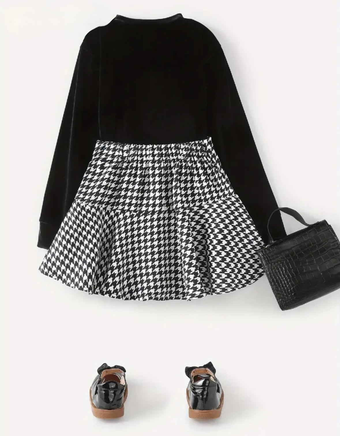 🖤 Mini Muse Houndstooth Set – Size 7–8