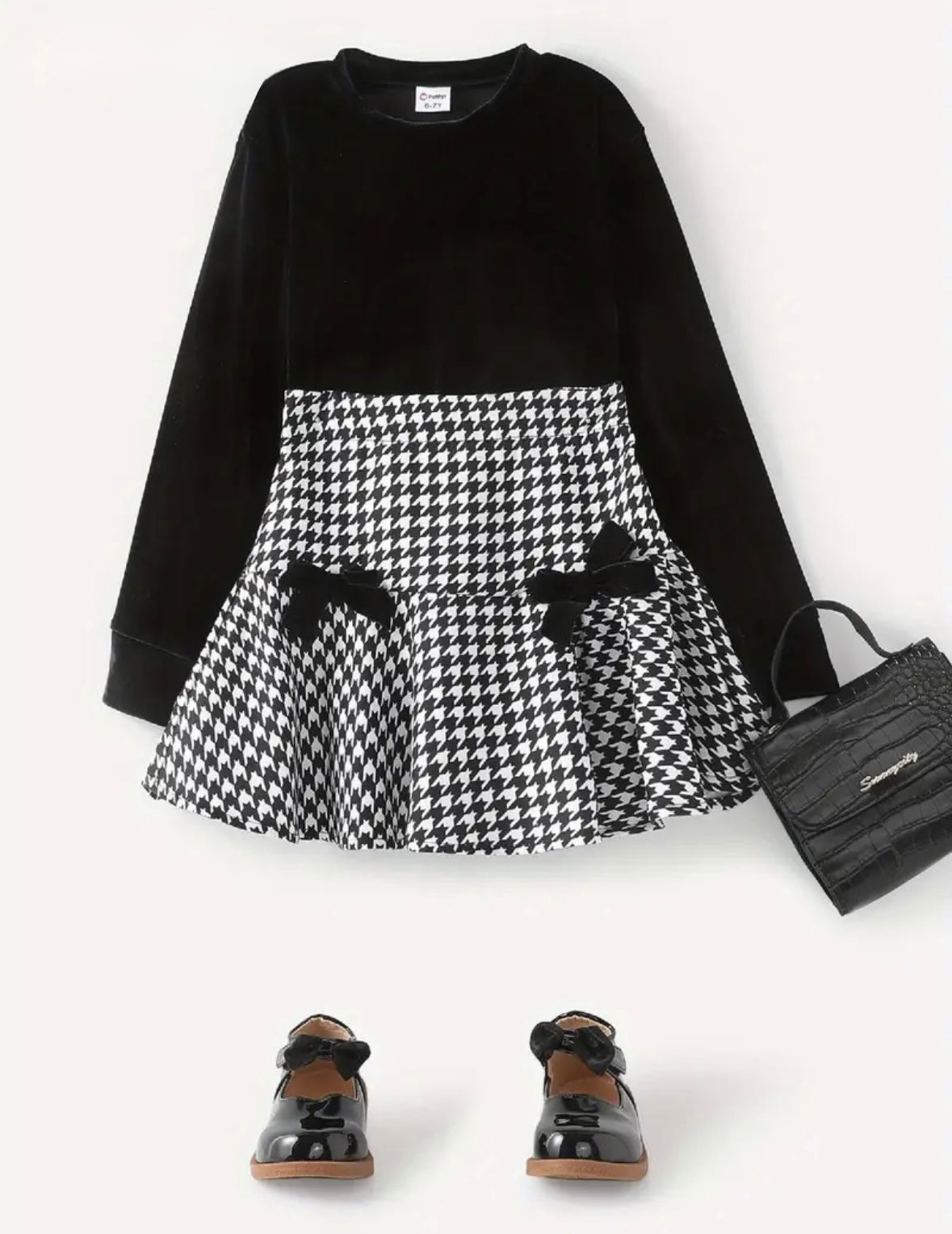 🖤 Mini Muse Houndstooth Set – Size 7–8
