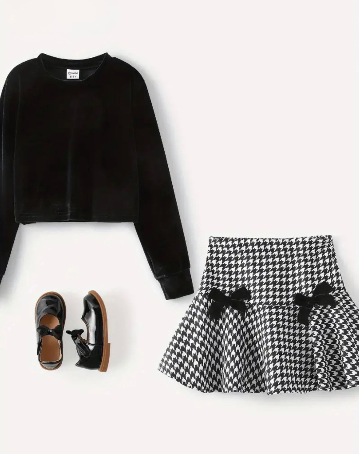 🖤 Mini Muse Houndstooth Set – Size 7–8
