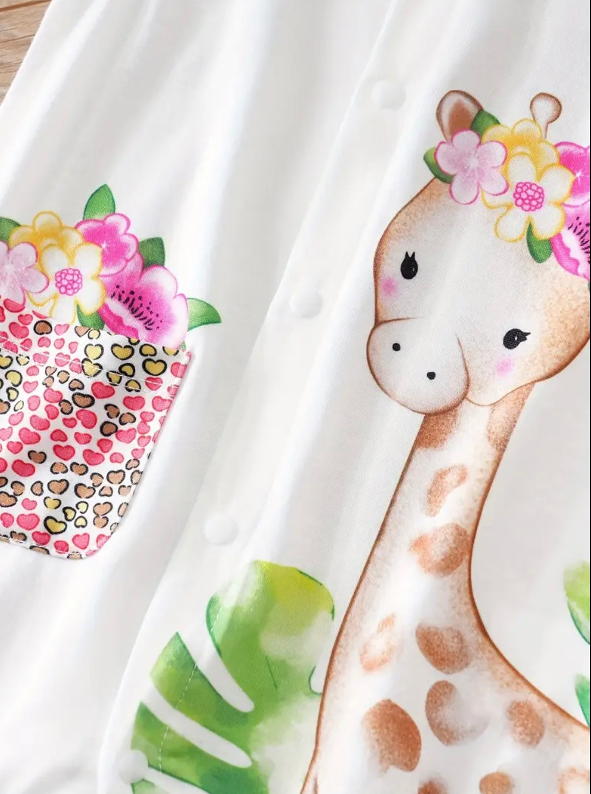 Baby Girl Giraffe Print Ruffle Sleeve Romper – 0-3M