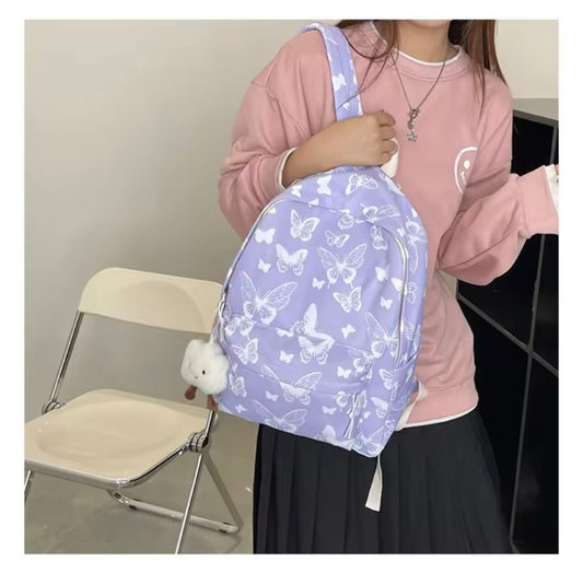 🦋 Lavender Butterfly Backpack – 16.5” Lightweight School Bag (No Pendant Included)