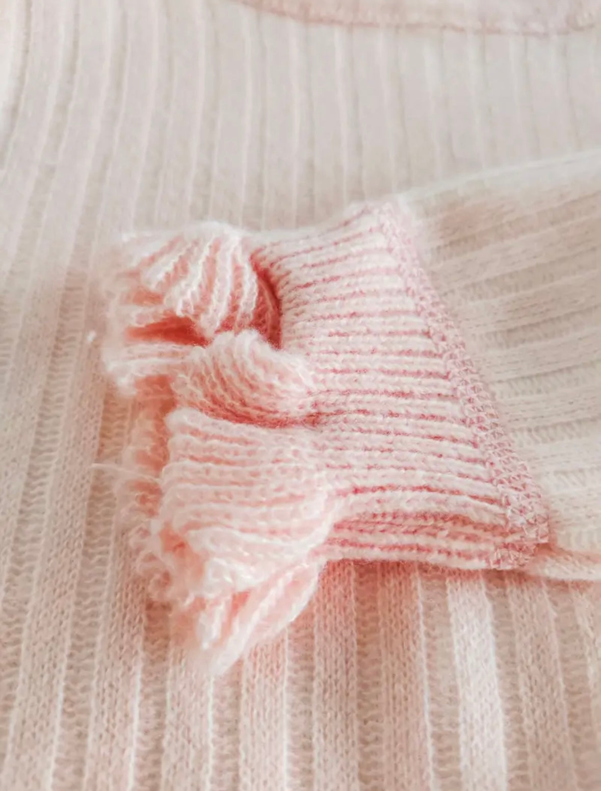 Girls Pink Ruffle Knit Sweater with Strawberry Embroidery. Size 18-24 months