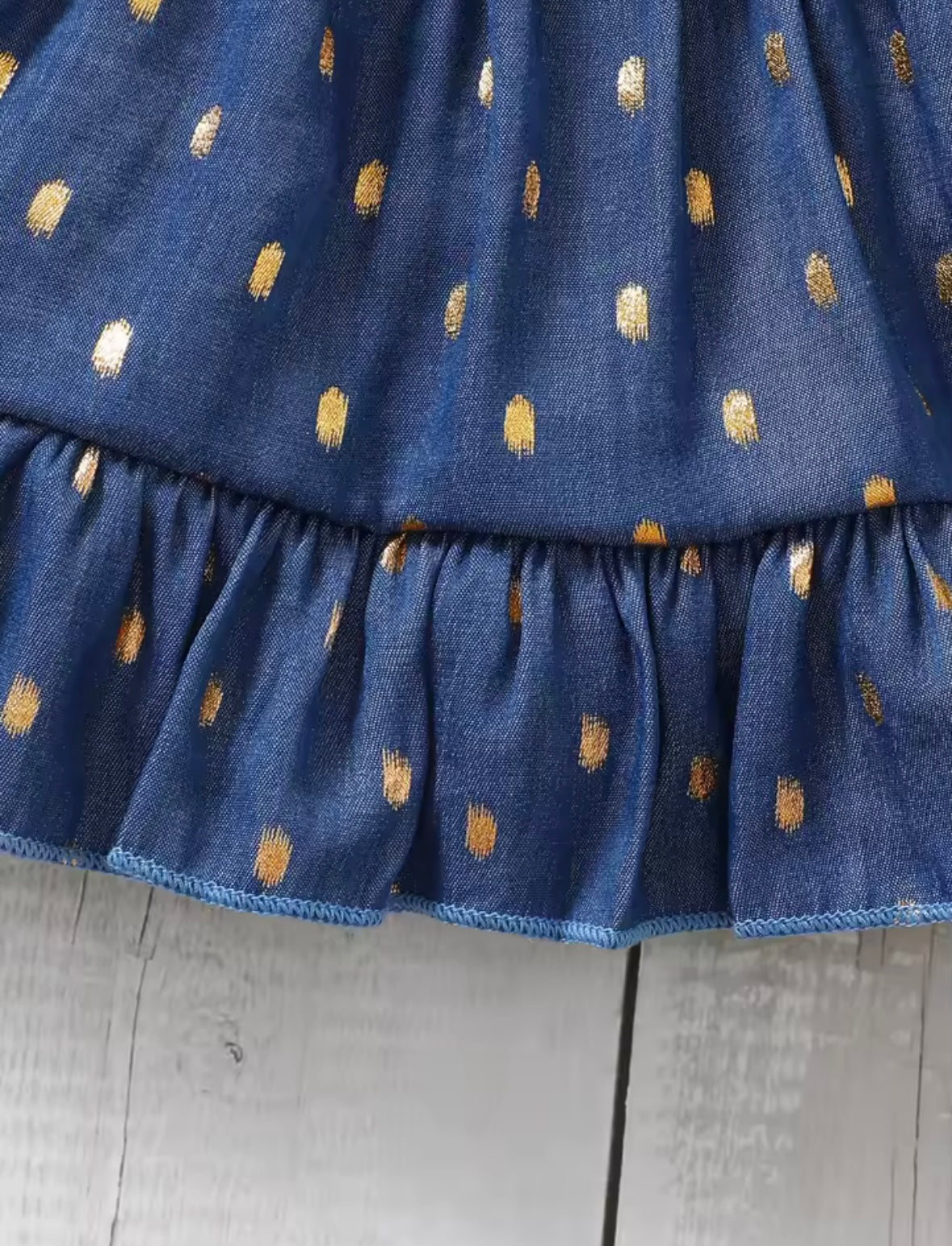 Baby Girl Denim Ruffle Dress & Matching Headband – 6-9 Months