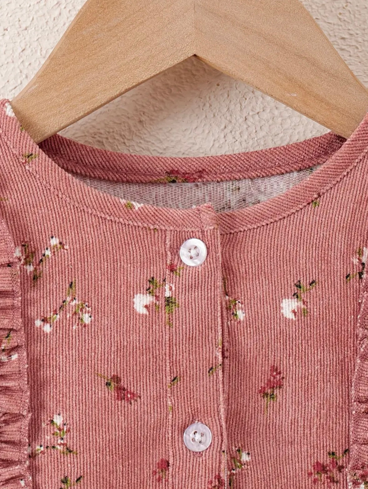 Girls’ Pink Floral Ruffle Long-Sleeve Dress | Size 4-5Y