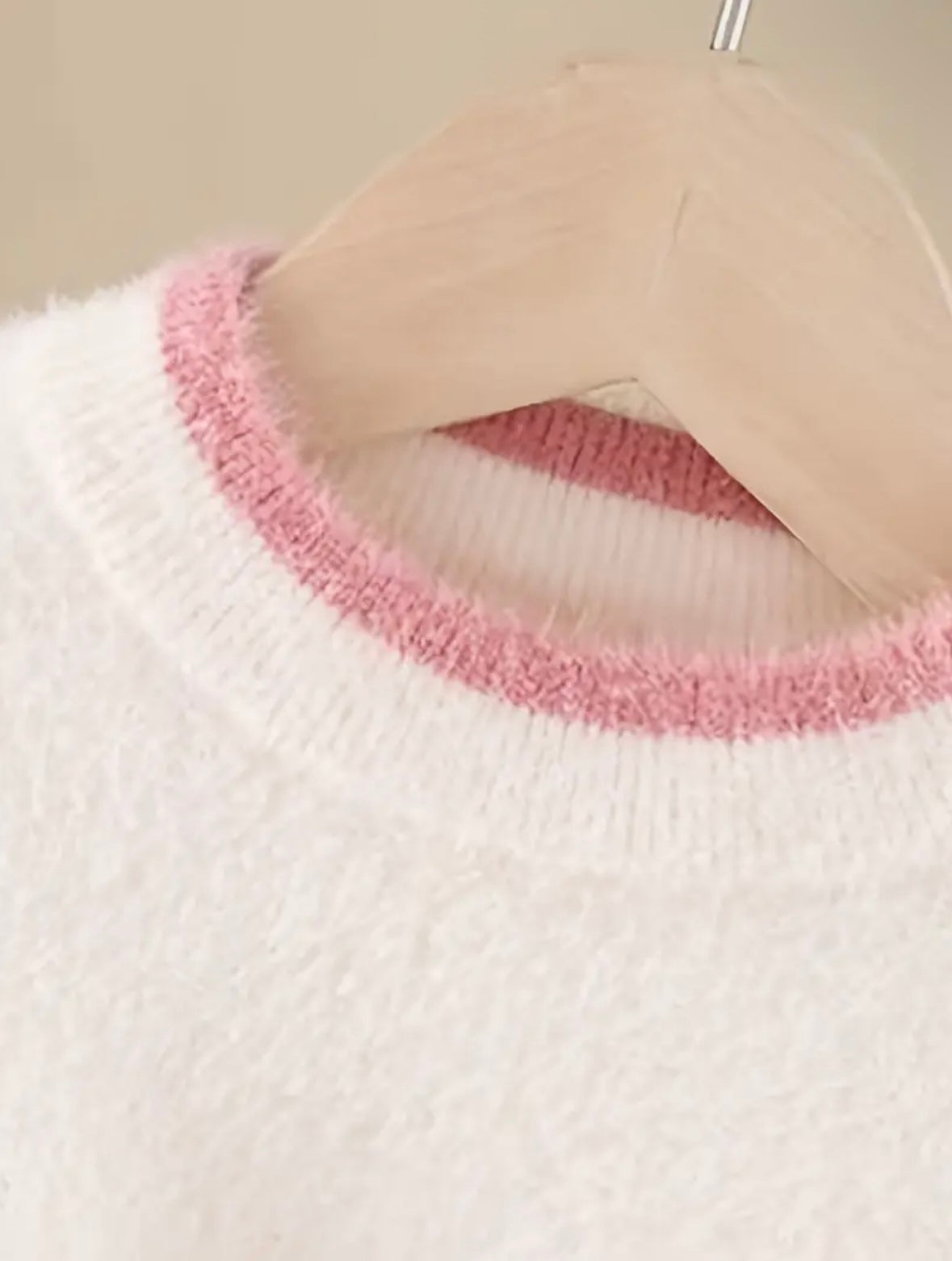 Girls Fluffy Cherry Knit Sweater – Cozy Mink-Like Pullover (Size 3-4Y)