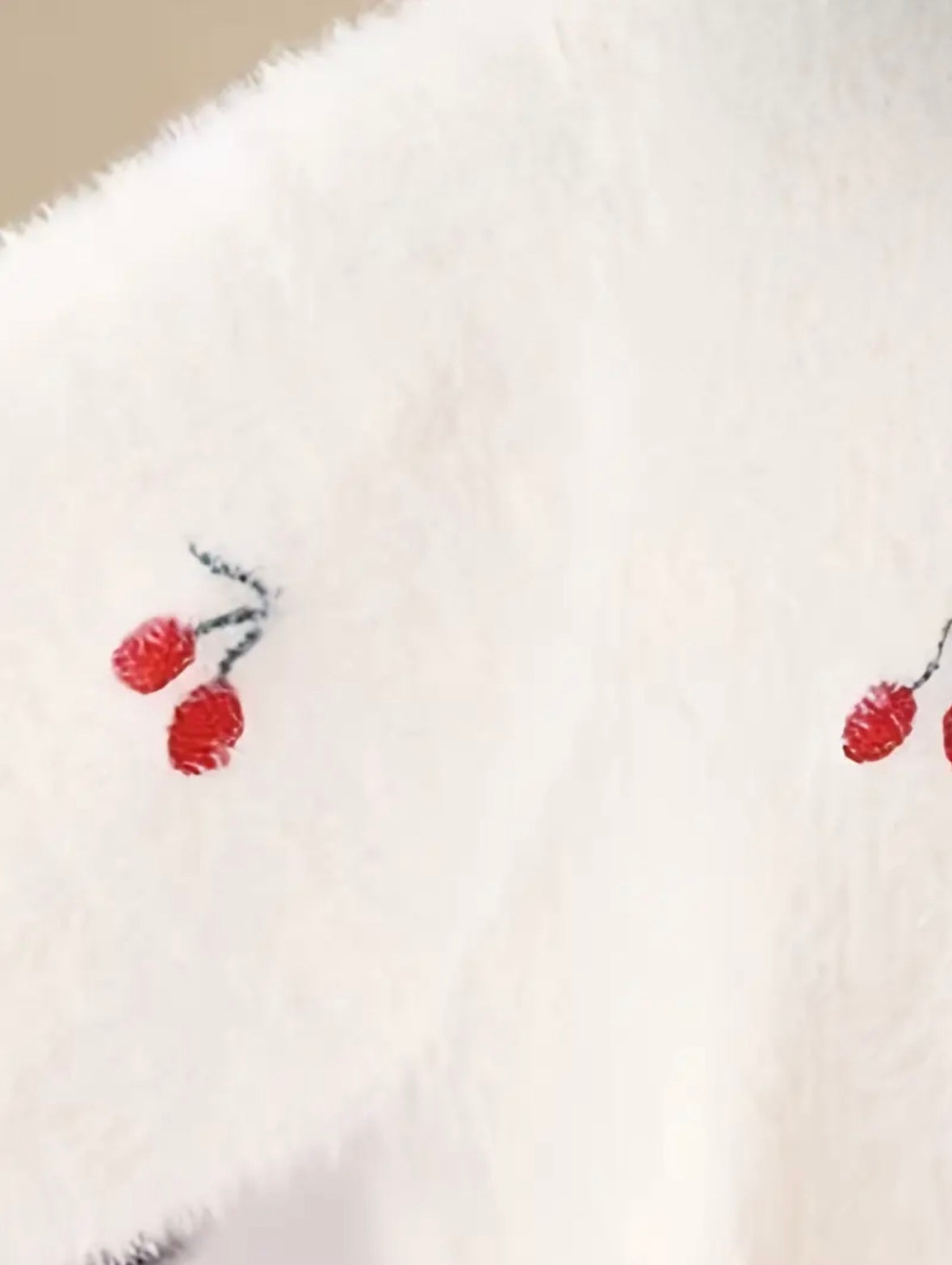 Girls Fluffy Cherry Knit Sweater – Cozy Mink-Like Pullover (Size 3-4Y)