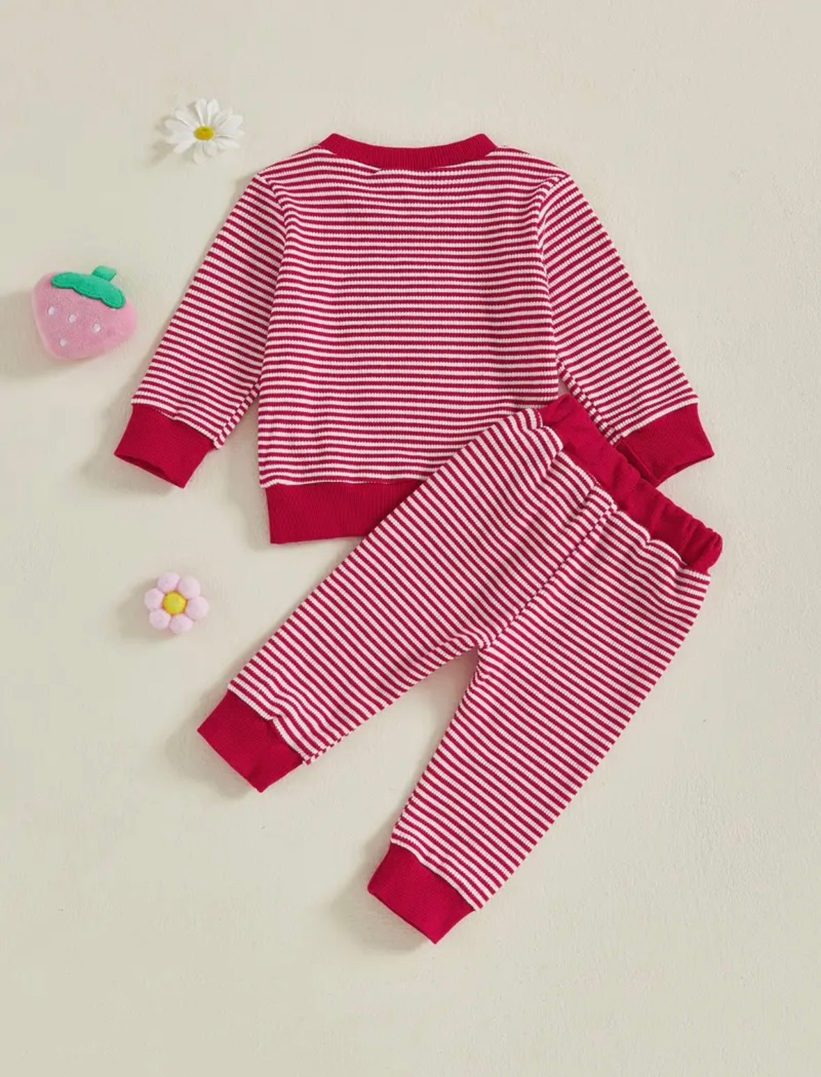 Baby Strawberry Knit Outfit – 2 Piece Sweater & Pants Set (6–12M)