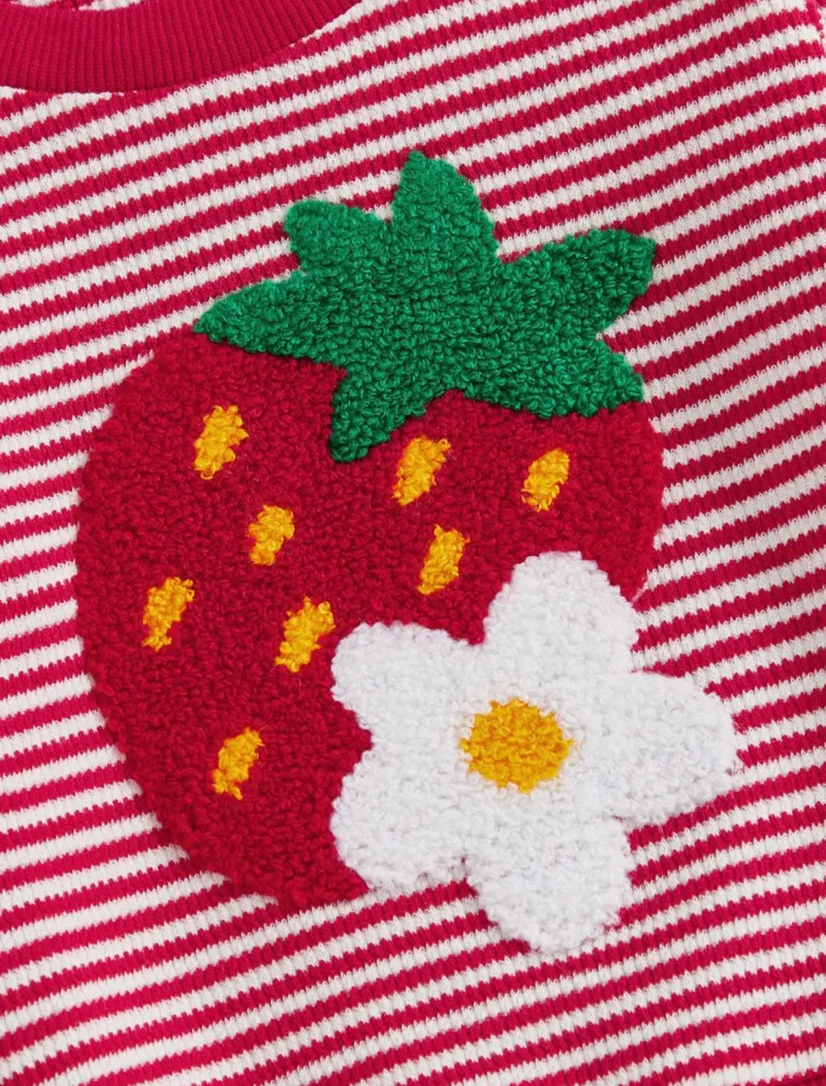 Baby Strawberry Knit Outfit – 2 Piece Sweater & Pants Set (6–12M)