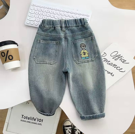 Premium Cartoon Patch Denim Jeans – Size 3T