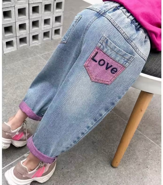 ✨ Premium Denim “Love” Jeans – Toddler Girls 18–24 Months