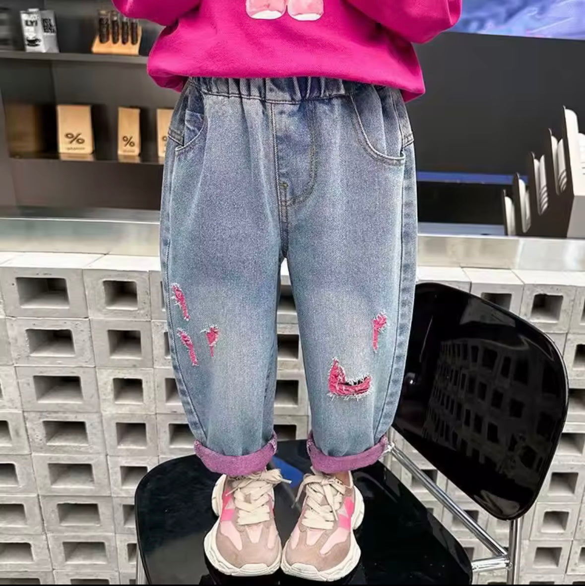 ✨ Premium Denim “Love” Jeans – Toddler Girls 18–24 Months
