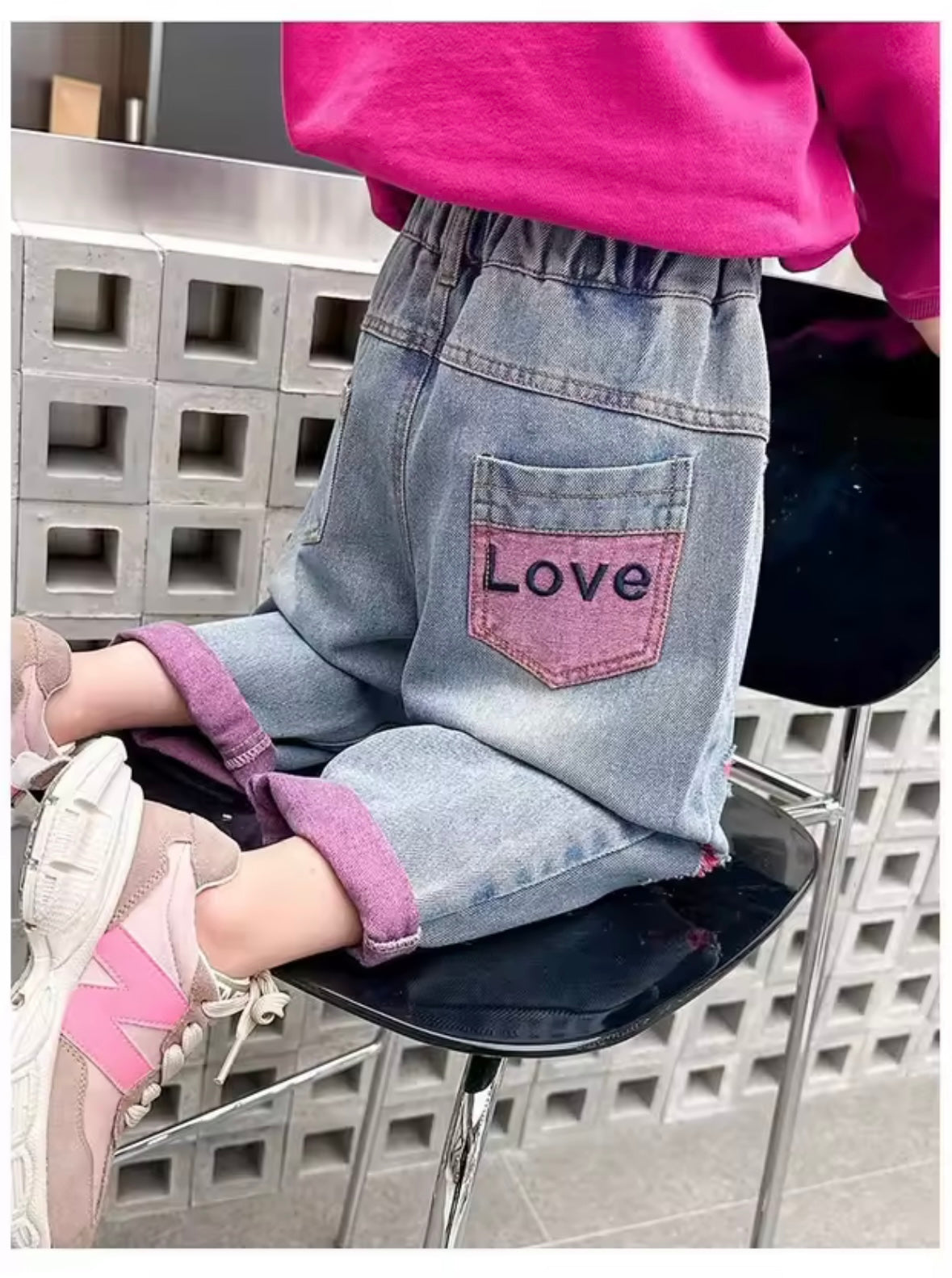 ✨ Premium Denim “Love” Jeans – Toddler Girls 18–24 Months