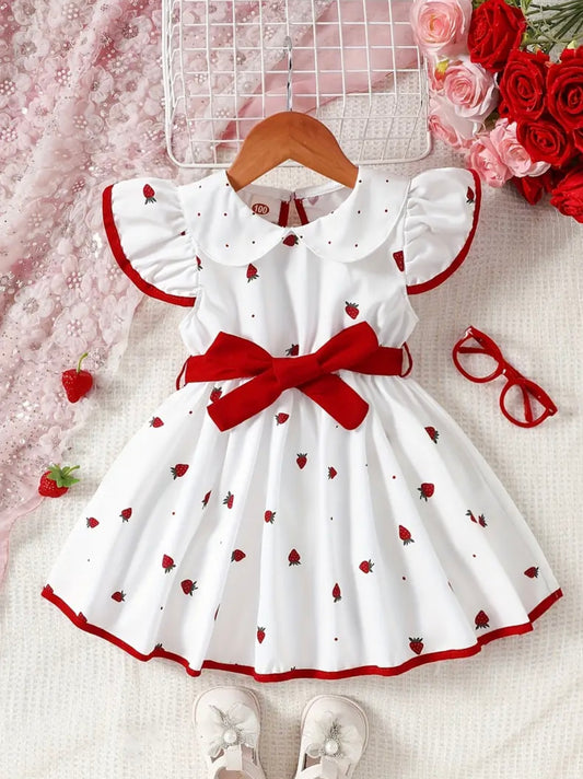 🍓 Strawberry Sweetheart Dress – Toddler Girl 3T (3–4Y)