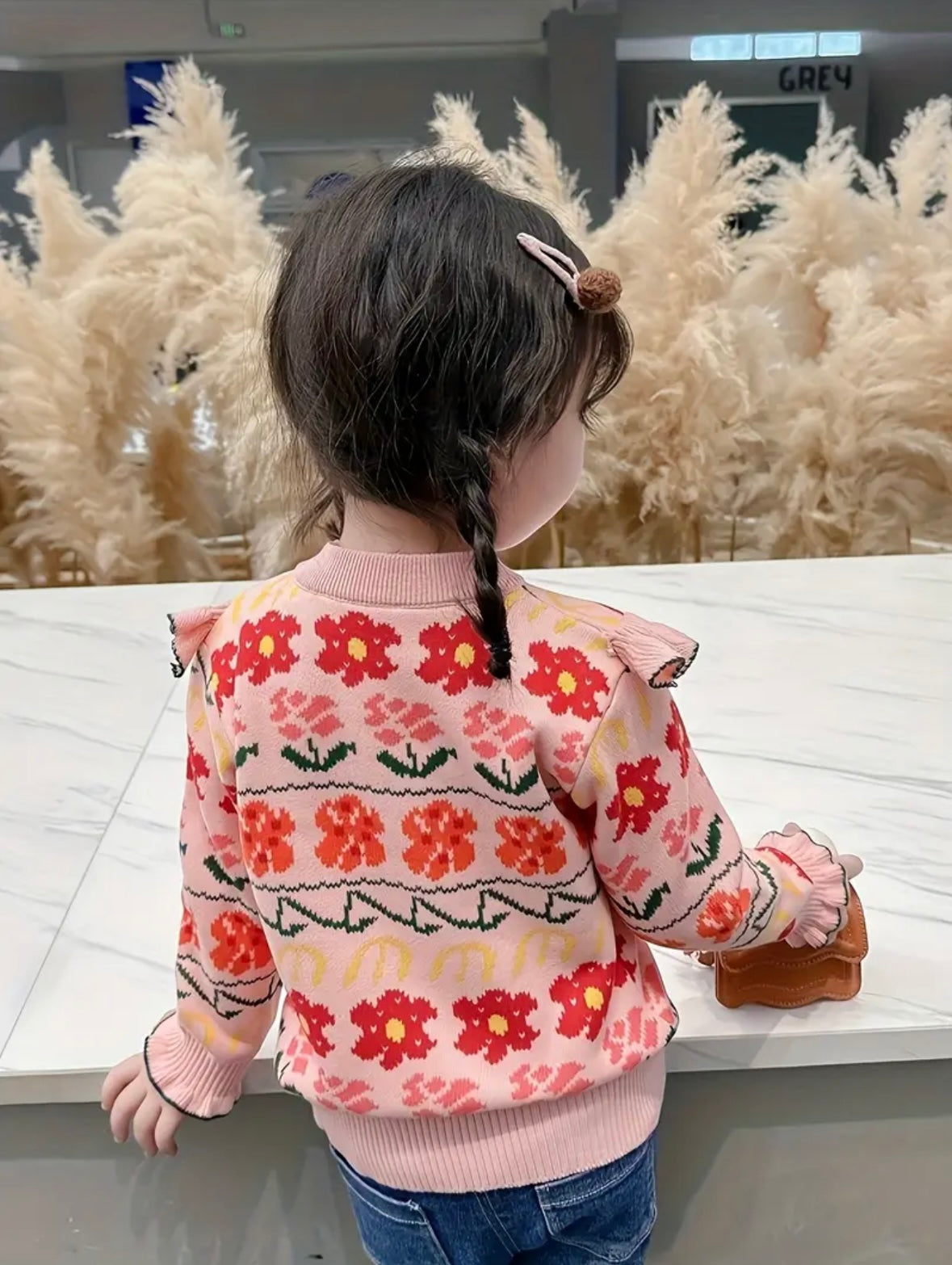 Girls Premium Knit Floral Sweater | Sizes Available:  18-24M, 2T-3T,and 3T–4T