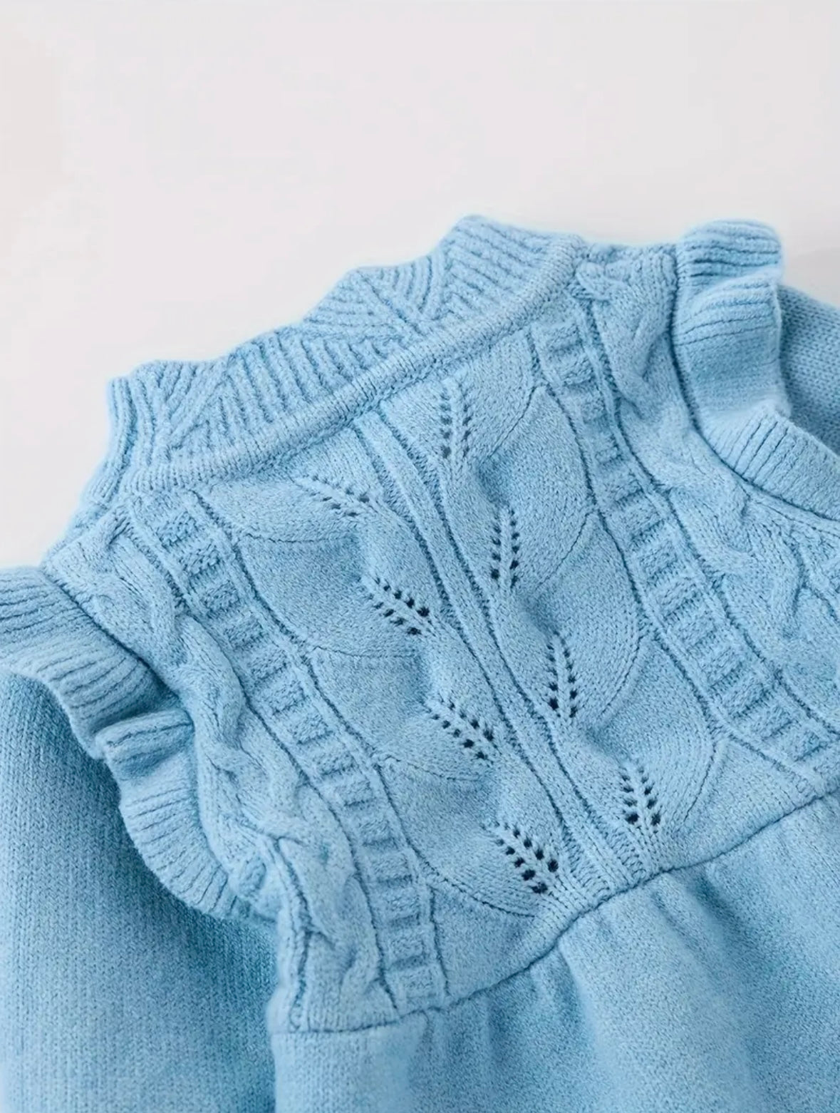 Baby Girl Knit Sweater Dress – Sky Blue | Size 3-4Y