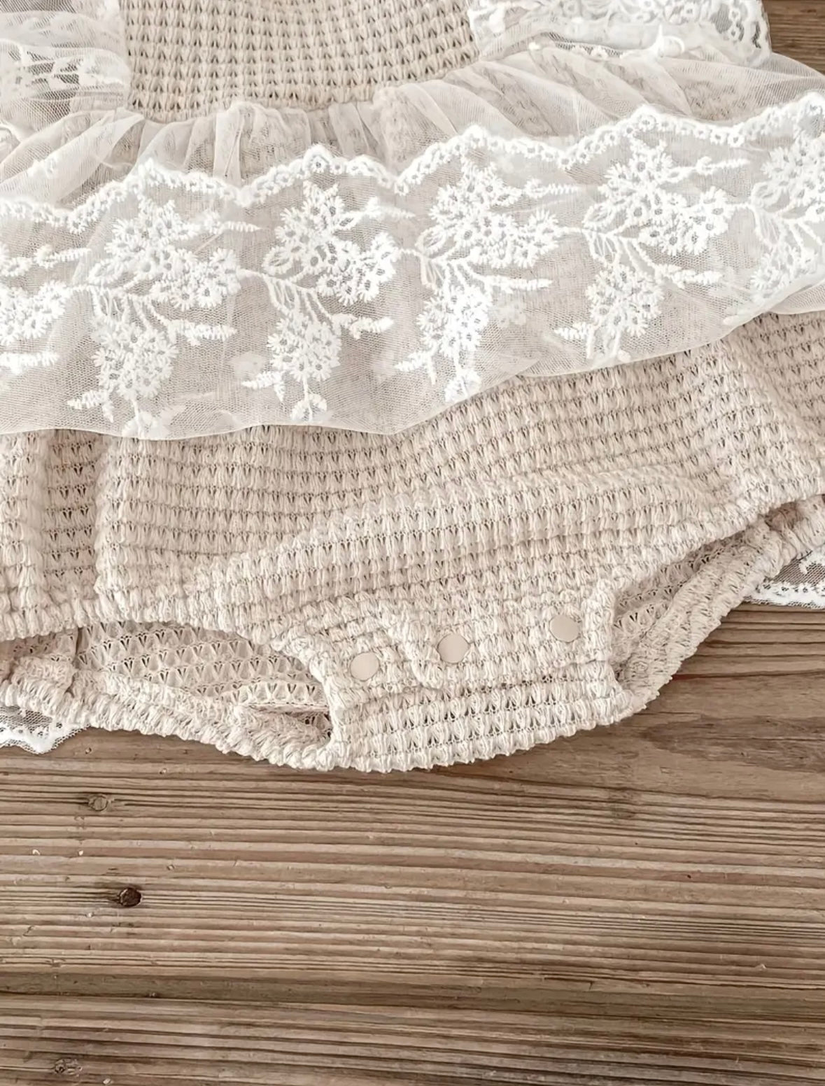 Angel Wings Lace Baby Romper Dress – Size 66 (3-6Months) | Premium Crochet & Tulle