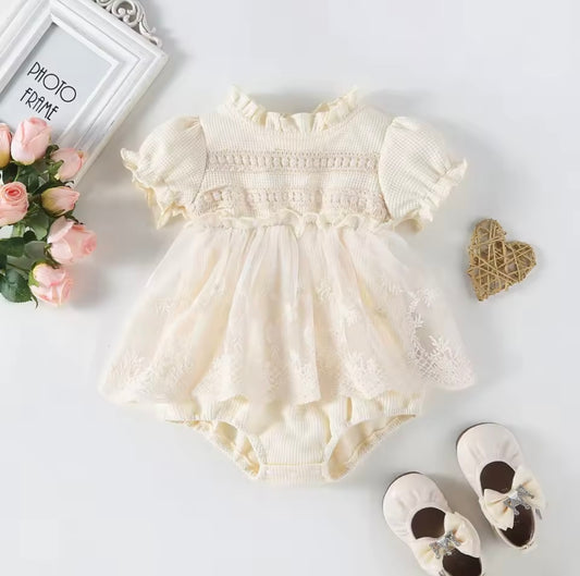 Baby Girl Lace Tulle Romper Dress – Elegant Princess Outfit 3–6M