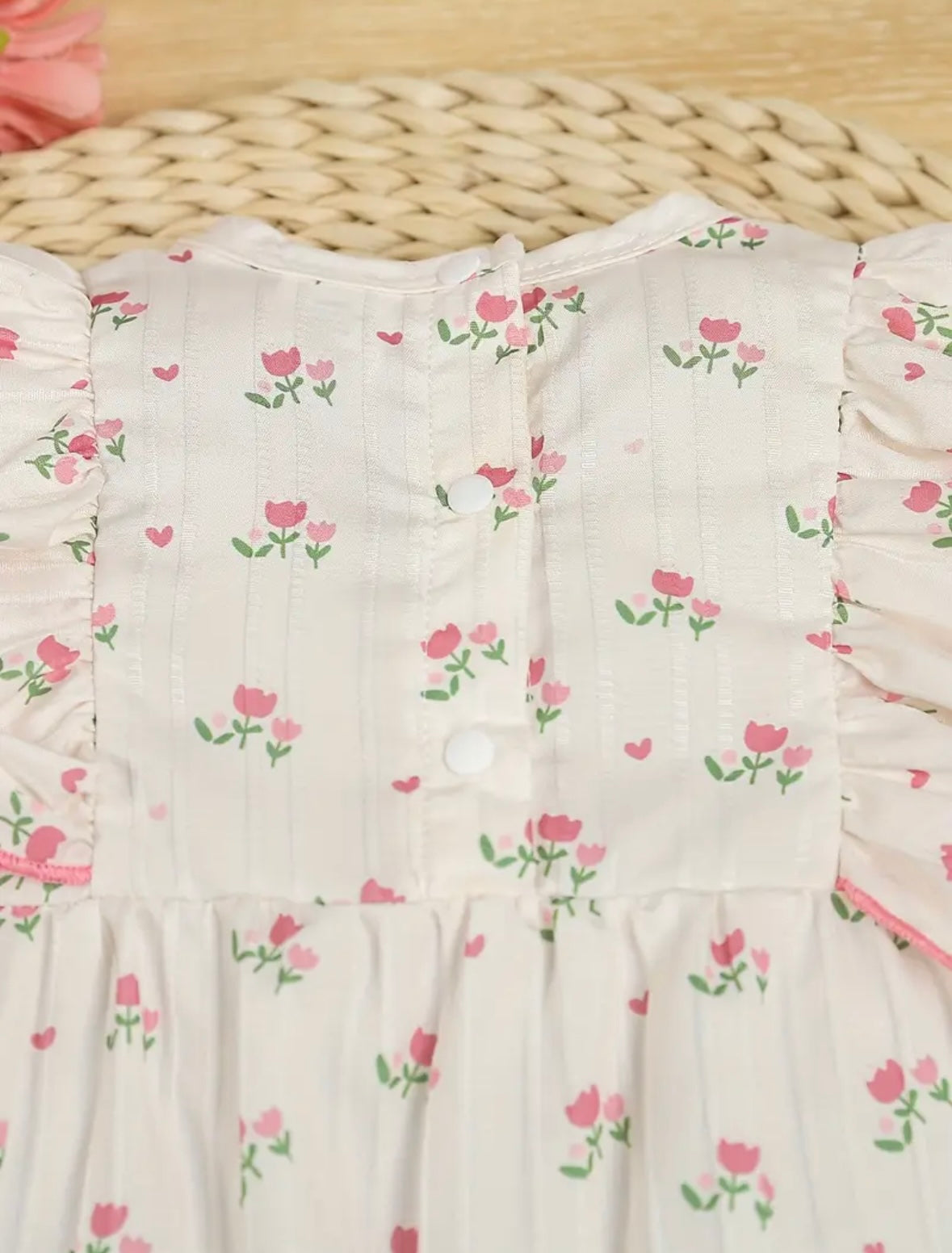 Baby Girl Ruffle Floral Romper – 3–6 Months