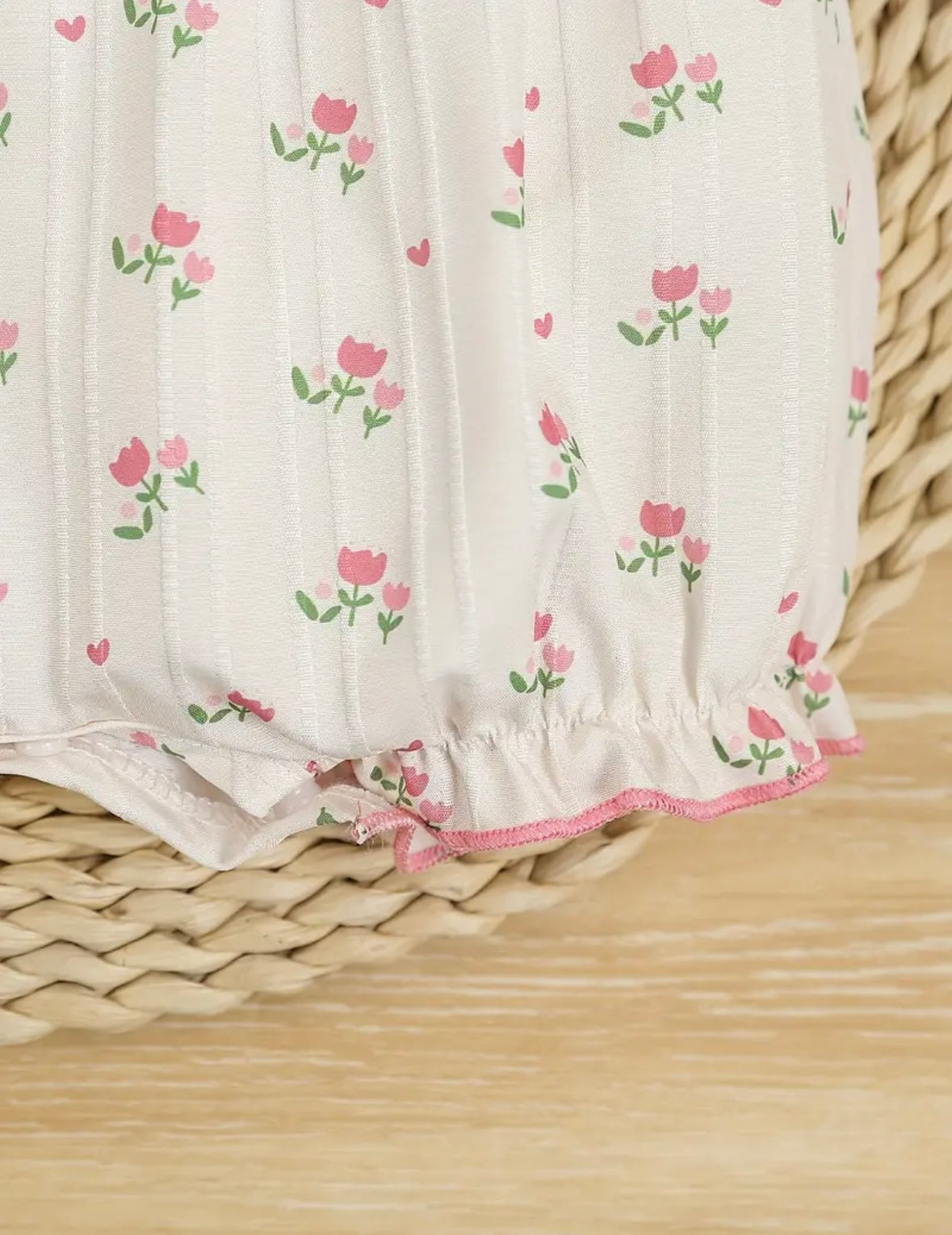 Baby Girl Ruffle Floral Romper – 3–6 Months