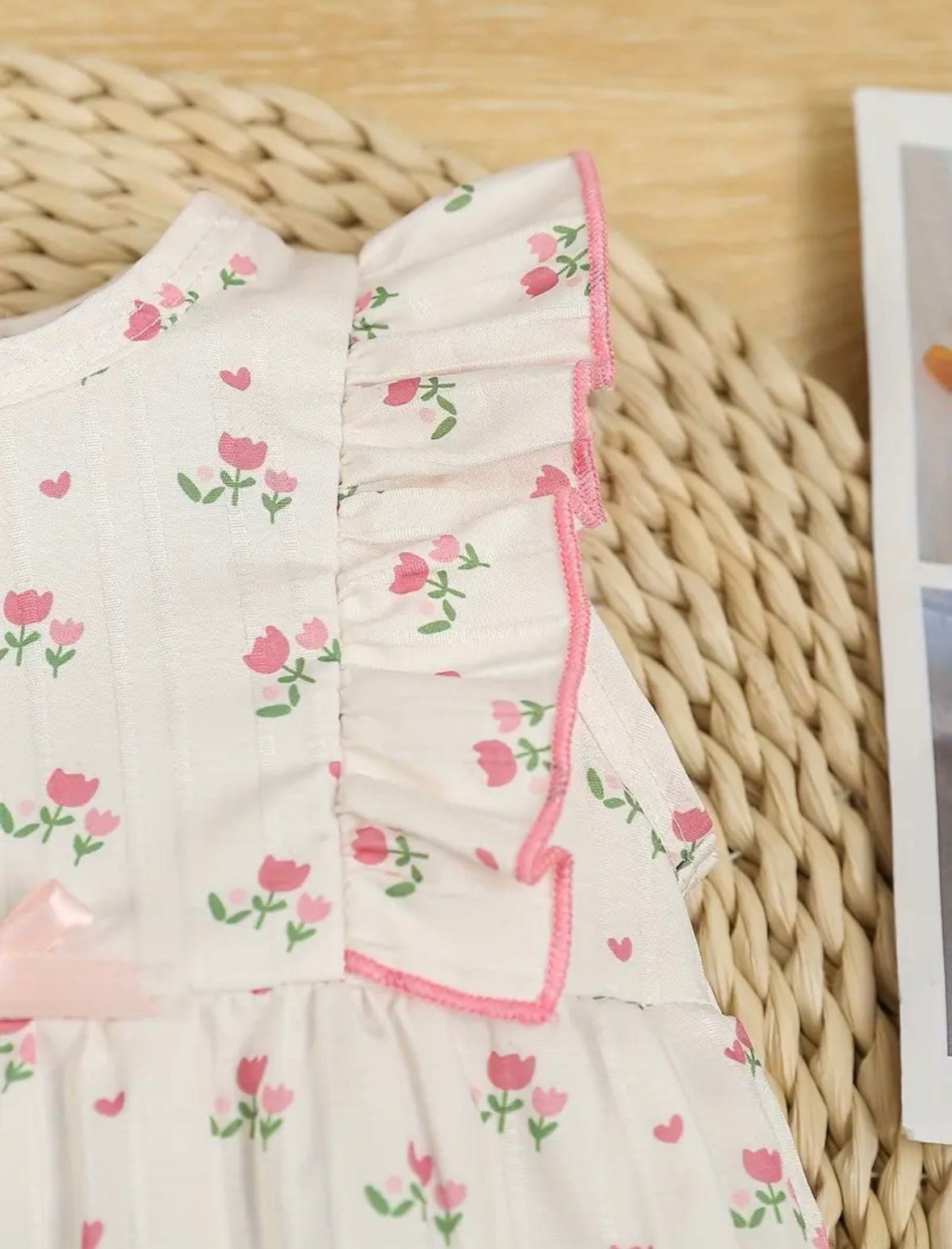 Baby Girl Ruffle Floral Romper – 3–6 Months