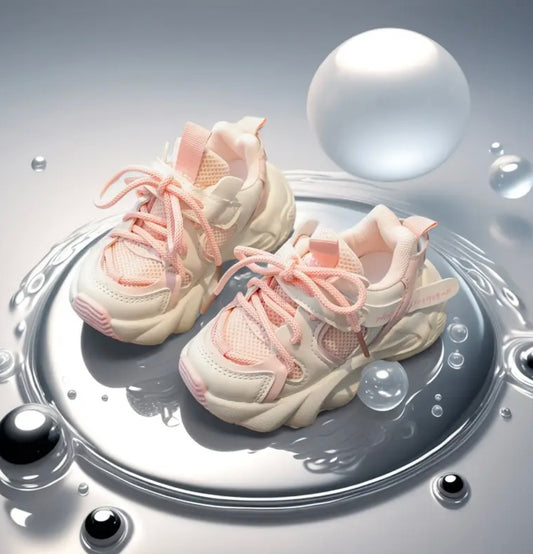 Girls’ Pink & White Chunky Sneakers – Size US 9 (Toddler) | Breathable Mesh & Soft Sole Comfort