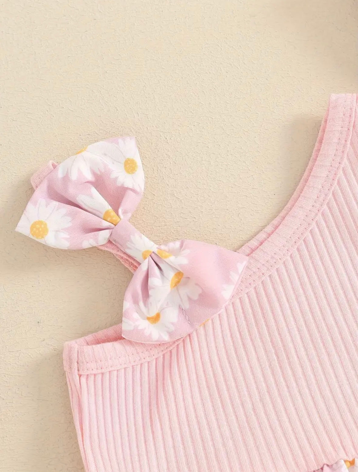 🌸 Baby Girl Pink Daisy One-Shoulder Romper with Matching Headband | Size 9-12M