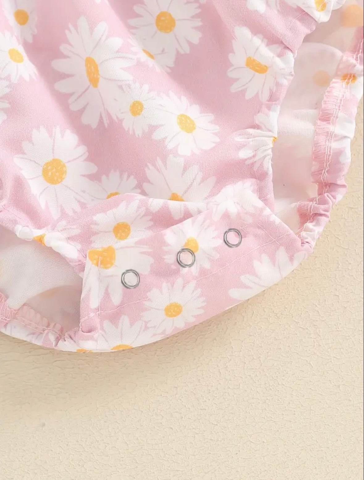 🌸 Baby Girl Pink Daisy One-Shoulder Romper with Matching Headband | Size 9-12M