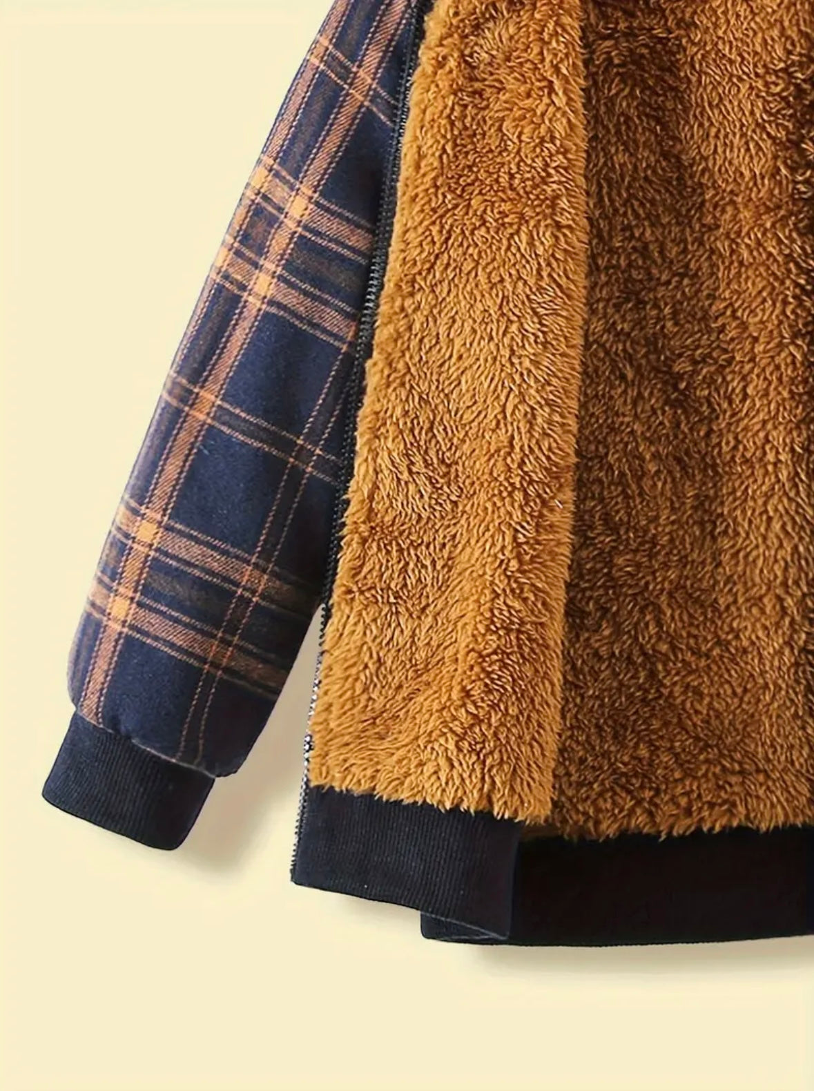 🧸 Toddler Boys’ Plaid Fleece-Lined Hooded Jacket – Size 3–4 Years