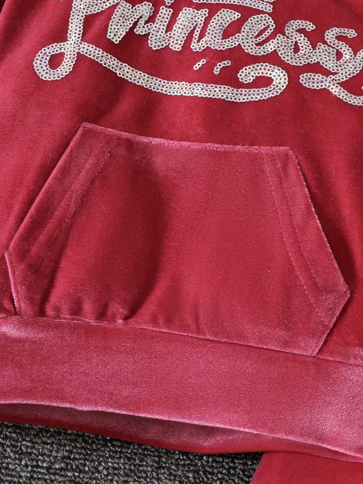 👑 Baby Girl “Princess” Velour Hoodie & Pants Set – Sizes 9–12M & 12–18M