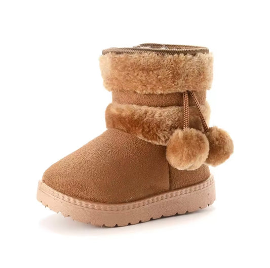 ❄️ Toddler Girls’ Warm Winter Boots with Pom-Poms – US Size 8 Toddler