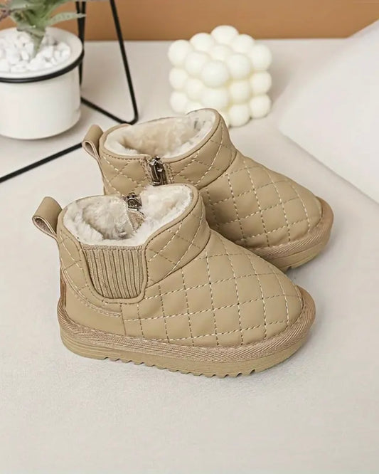 Quilted Fur-Lined Winter Boots – Premium Cozy Toddler Shoes (US Size 8)