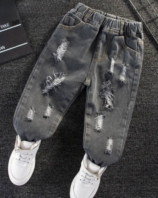 Premium Toddler Distressed Black Denim Jeans – Streetwear Style, Size 18–24 Months and size 3T