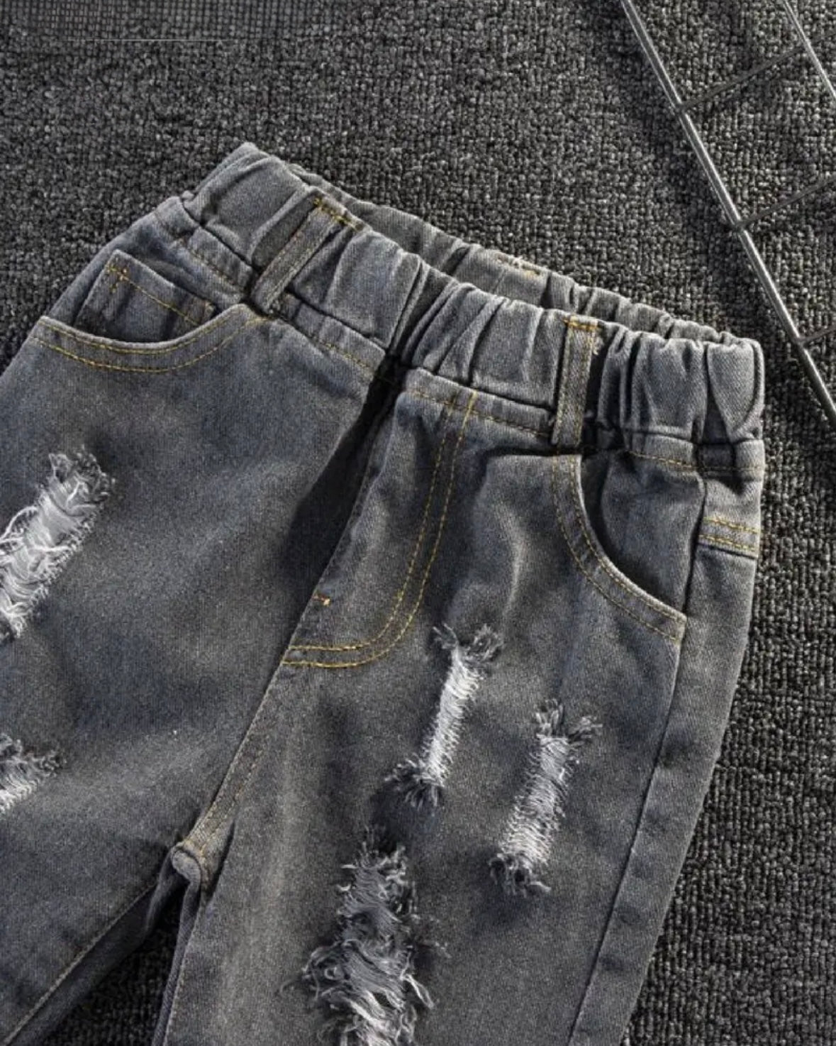 Premium Toddler Distressed Black Denim Jeans – Streetwear Style, Size 18–24 Months and size 3T