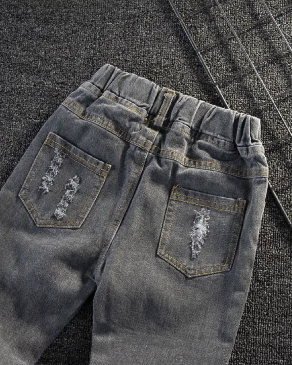 Premium Toddler Distressed Black Denim Jeans – Streetwear Style, Size 18–24 Months and size 3T