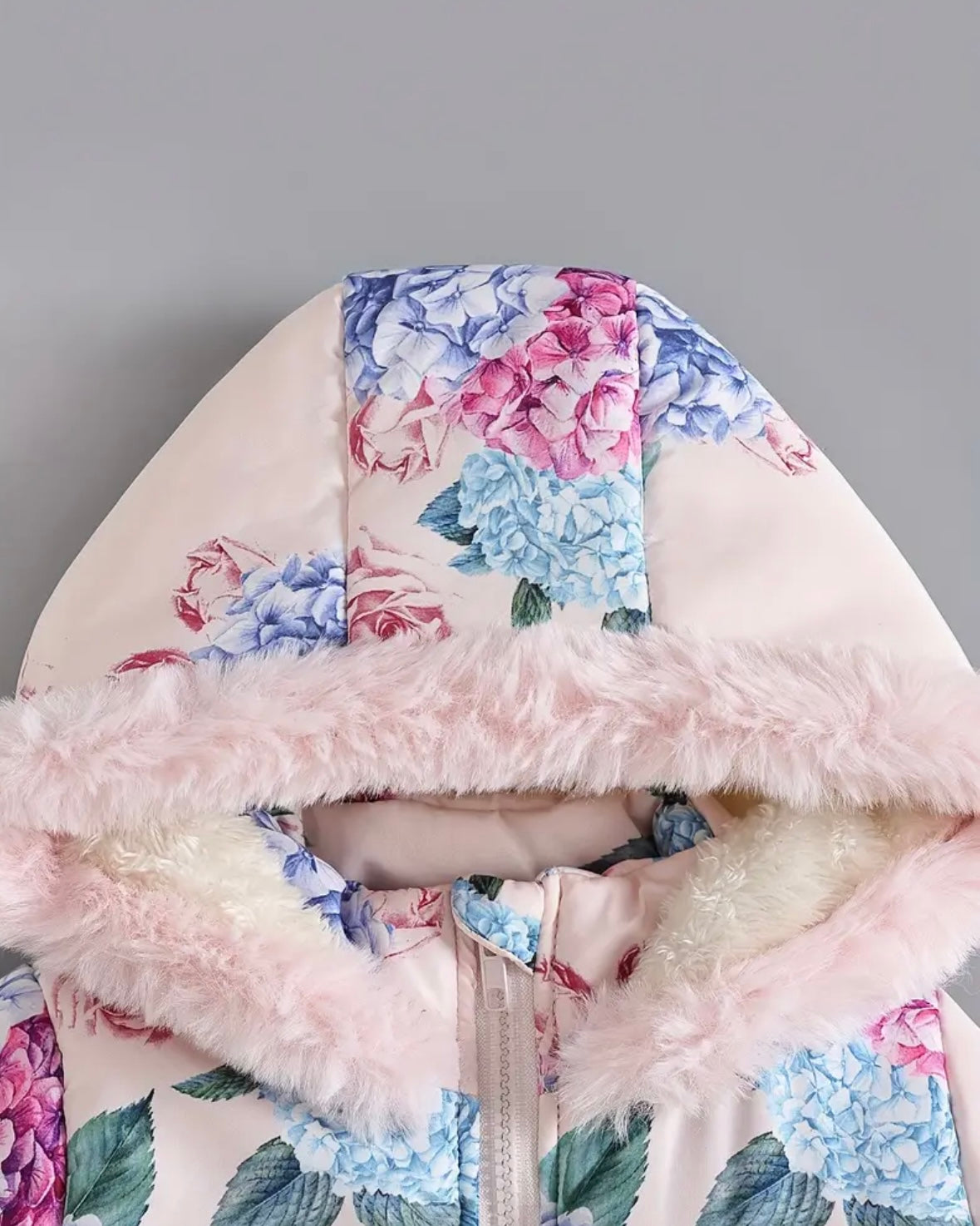 Premium Floral Winter Coat for Toddler Girls | 3T Warm Hooded Jacket with Faux Fur Lining | Elegant Puffer Style Kids Outerwear