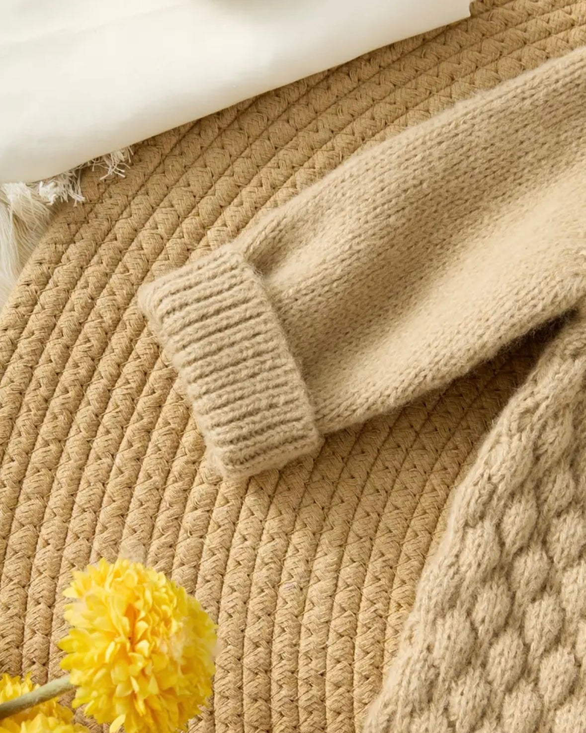 Premium Knitted Baby Romper with Hood – Beige (3–6M)