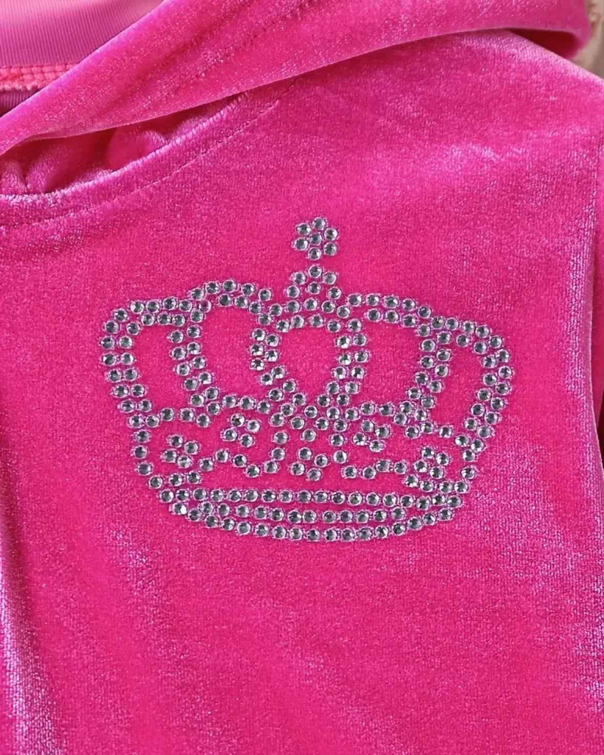 Hot Pink Velour Crown Tracksuit – Size 3T
