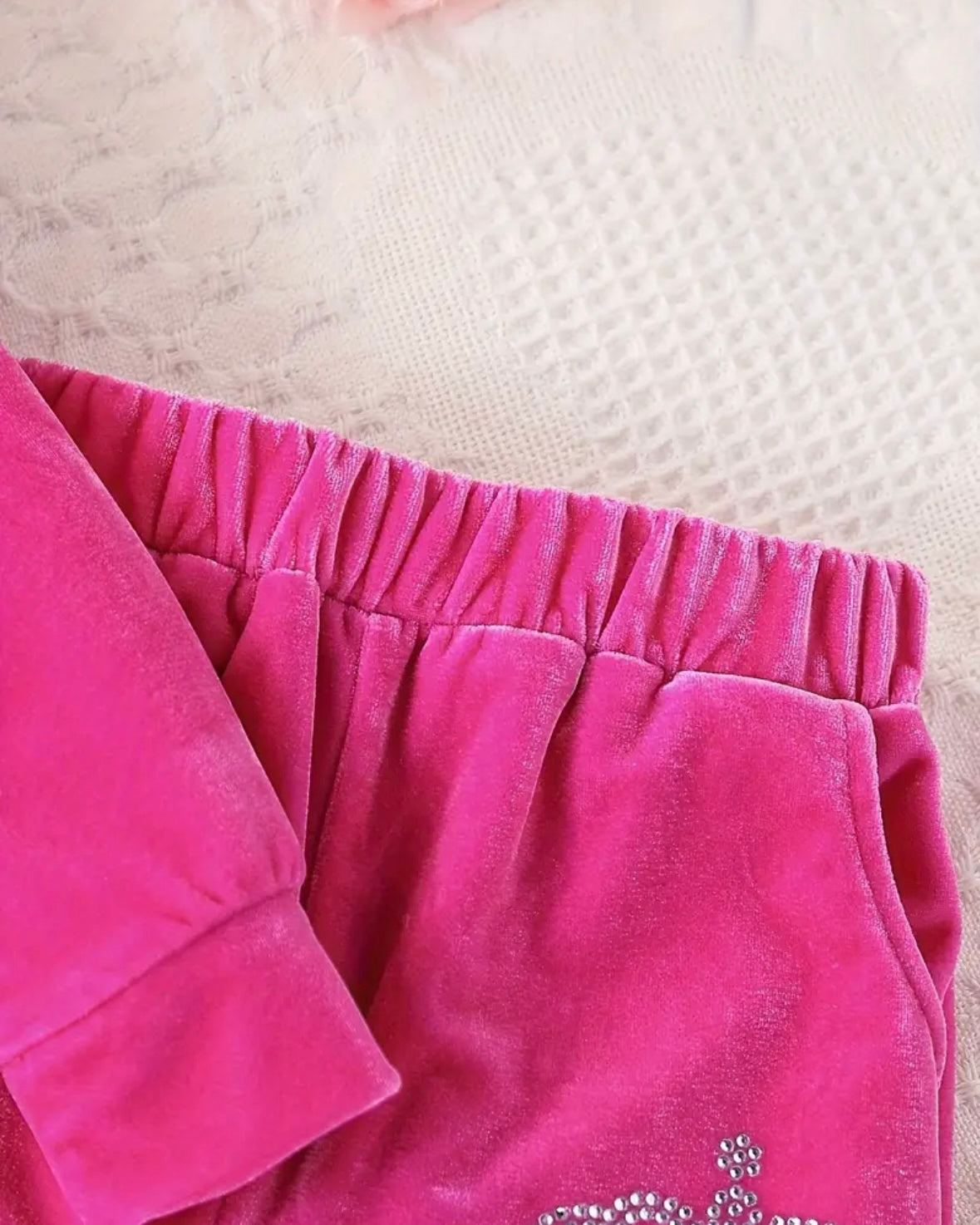 Hot Pink Velour Crown Tracksuit – Size 3T