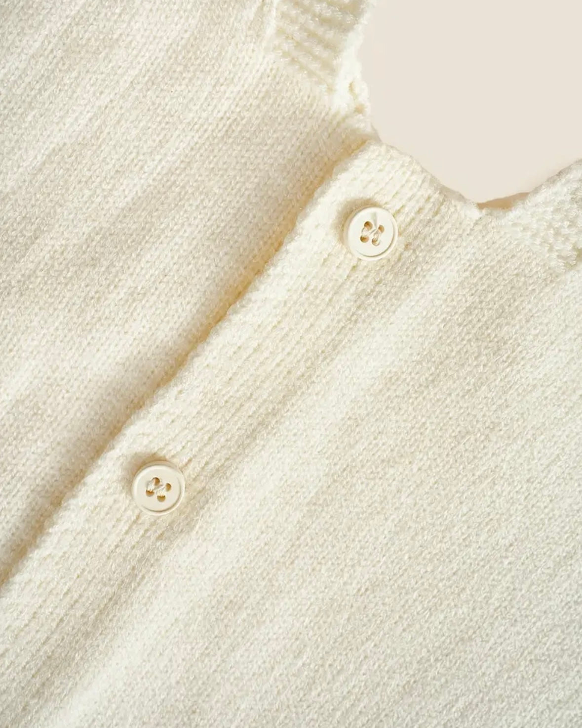 Floral Knit Baby Romper with Matching Hat – Cream (1–3M)