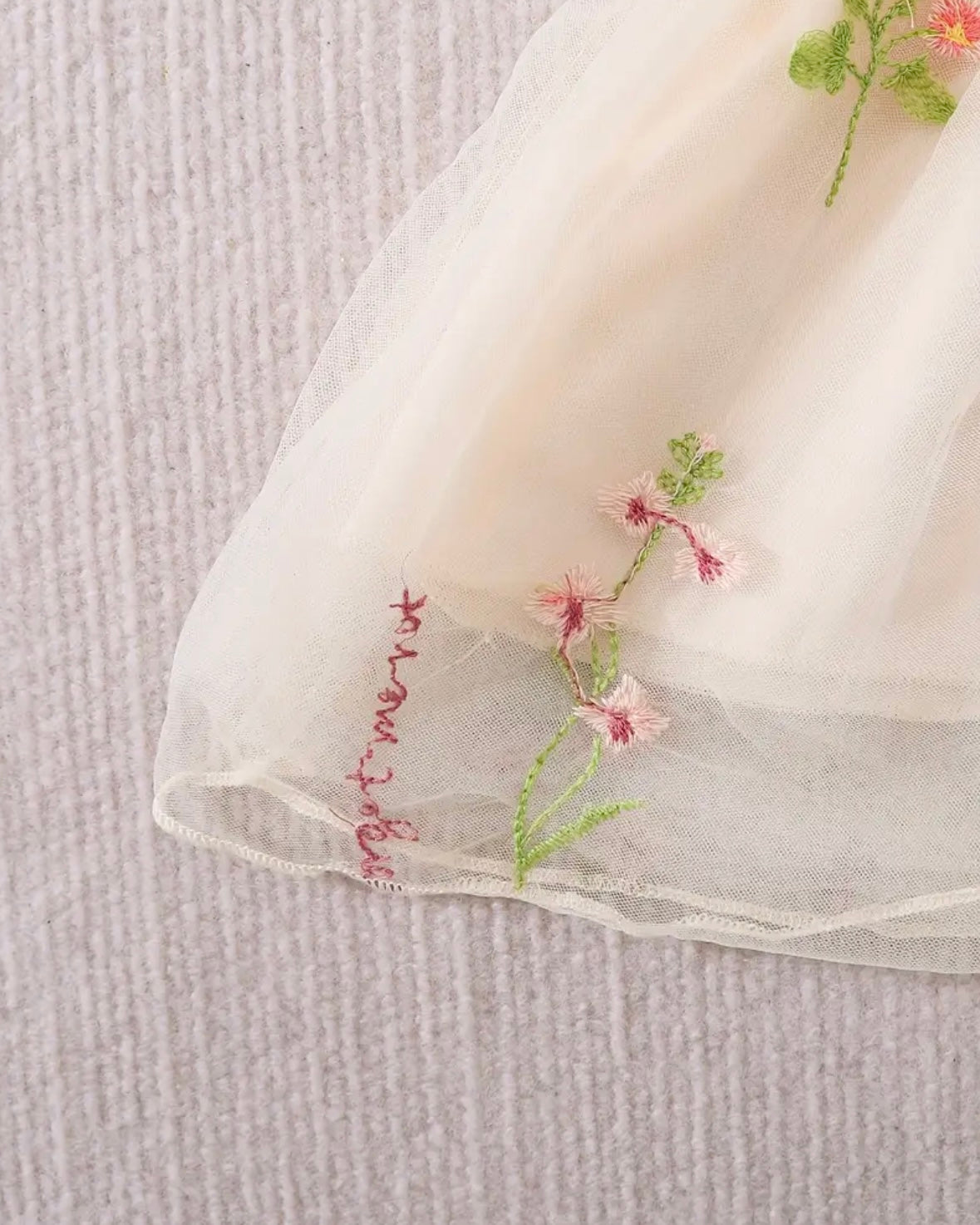 Floral Embroidered Tulle Baby Dress – Ivory (9–12M)